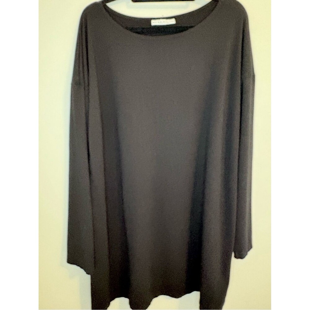 Bryn Walker Black Bamboo Organic Cotton Tunic Top XL Made USA